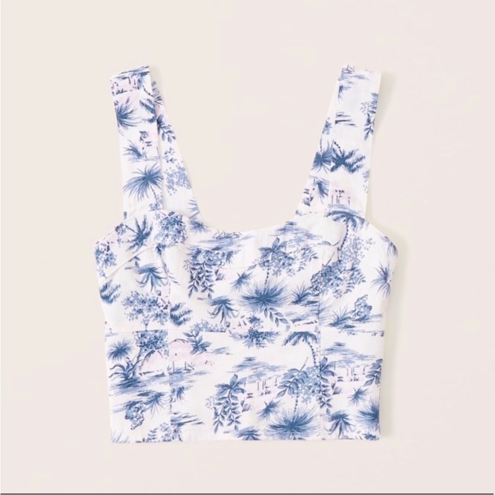 Abercrombie Cropped Linen Blend Corset Top